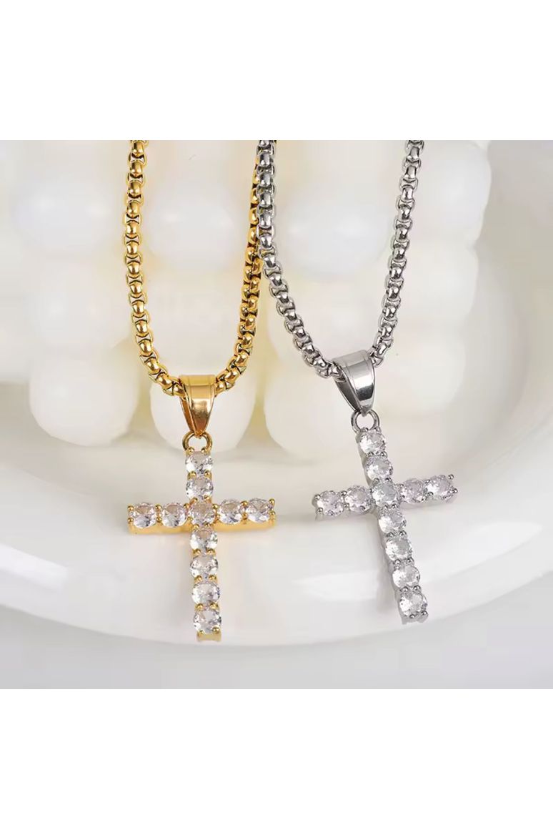 He is Risen 18K Cubic Zirconia - Cross Necklace