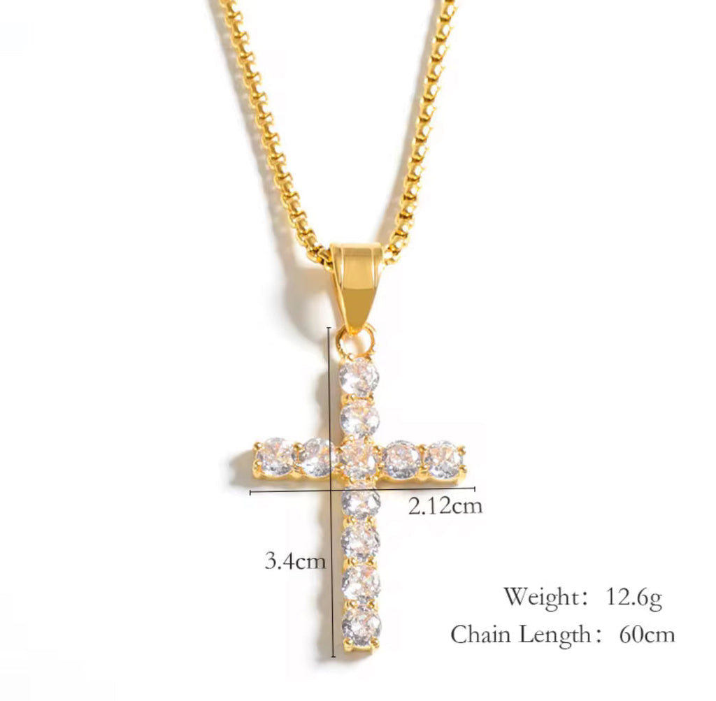 He is Risen 18K Cubic Zirconia - Cross Necklace