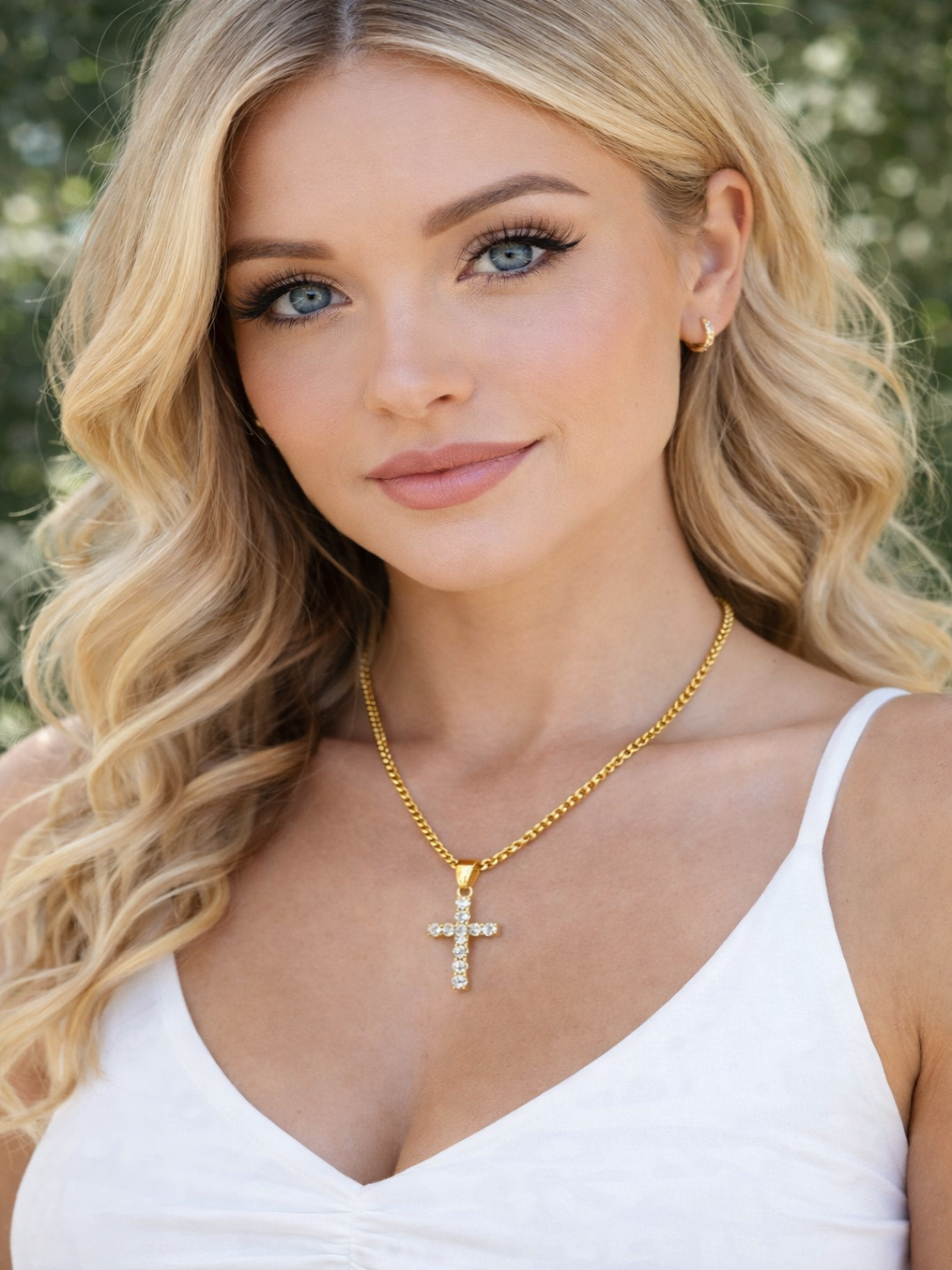 He is Risen 18K Cubic Zirconia - Cross Necklace