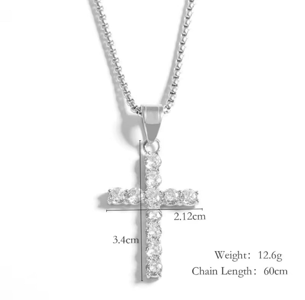 He is Risen 18K Cubic Zirconia - Cross Necklace