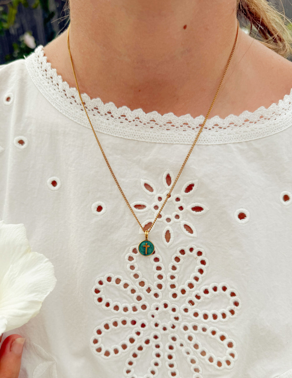 Cross Pendant - Emerald Agape Necklace