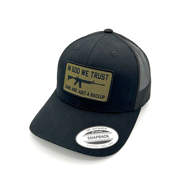 In God We Trust, Guns Are Just Backup - Woven Patch Hat