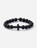 Classic Black Cross - Stone Bead Bracelet