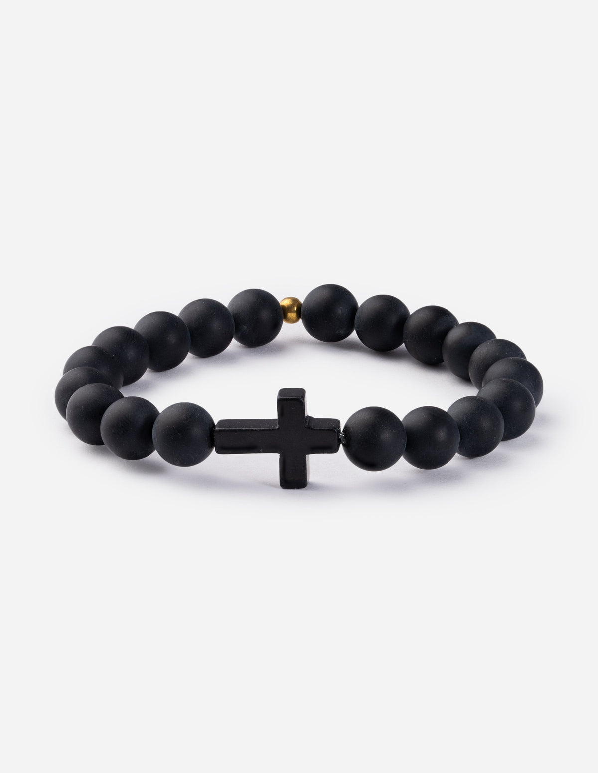 Classic Black Cross - Stone Bead Bracelet