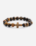 Classic Tiger Eye Cross - Stone Bead Bracelet